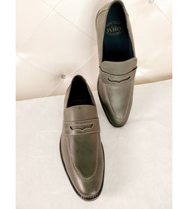 Double Stitched Penny Loafer Shoe in Grey