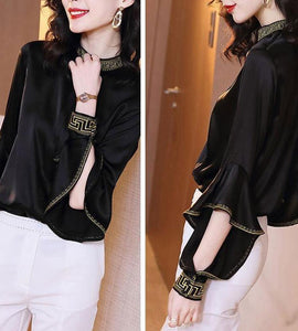 Mulberry Ruffled Sleeve with Cuff Blouse