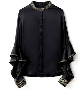 Mulberry Ruffled Sleeve with Cuff Blouse