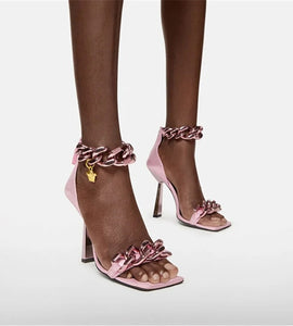 square toe metal chain high heel sandals wholesale women's clothing Nihaostyles NSHYR67910