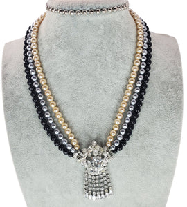 Gorgeous Bling Beaded Pearl Necklace