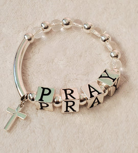 Pray Letter Blocks Cross Charm Bracelet
