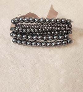 Multilayered Grey Pearl Bracelet