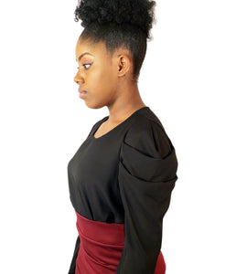 Cute Black Simple Pleated Long Sleeve Blouse