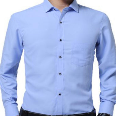 French Cuff Long Sleeve Sky Blue Dress Shirt