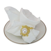 Antique Gold Faux Pearl Napkin Ring