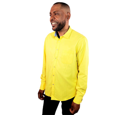 French Cuff Long Sleeve Yellow Dress Shirt