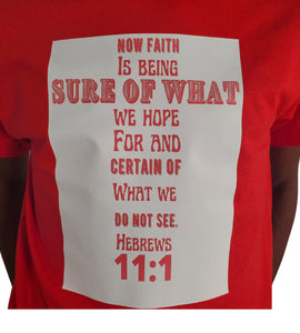 Red Hebrews 11:1 Scripture T-Shirt