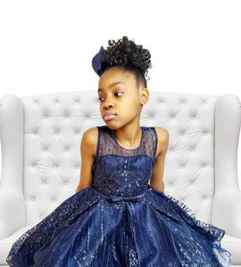 Stunning Navy Blue Pearl Beaded Dress