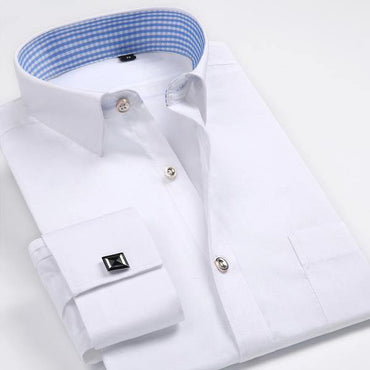 French Cuff Long Sleeve Lake Blue Dress Shirt